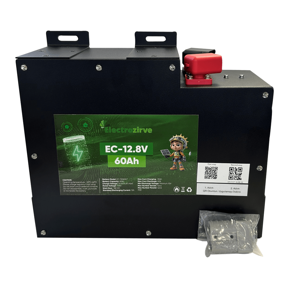 Electrozirve 12.8V 60Ah Slim Kasa Lityum (LiFePO4) Batarya